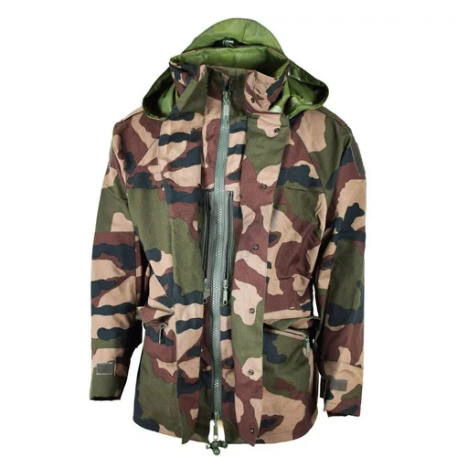 French Army Waterproof Trilaminate Camo Military Regn Parka jakki með hettu